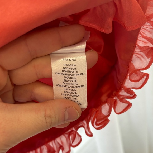 Strapless Coral Cupcake Dress 100% Silk - Picture 5 of 6